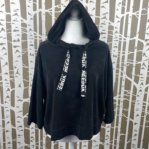 Reebok Terry Cloth Dolman Cropped Sleeve Hoodie - Picture 2 of 11